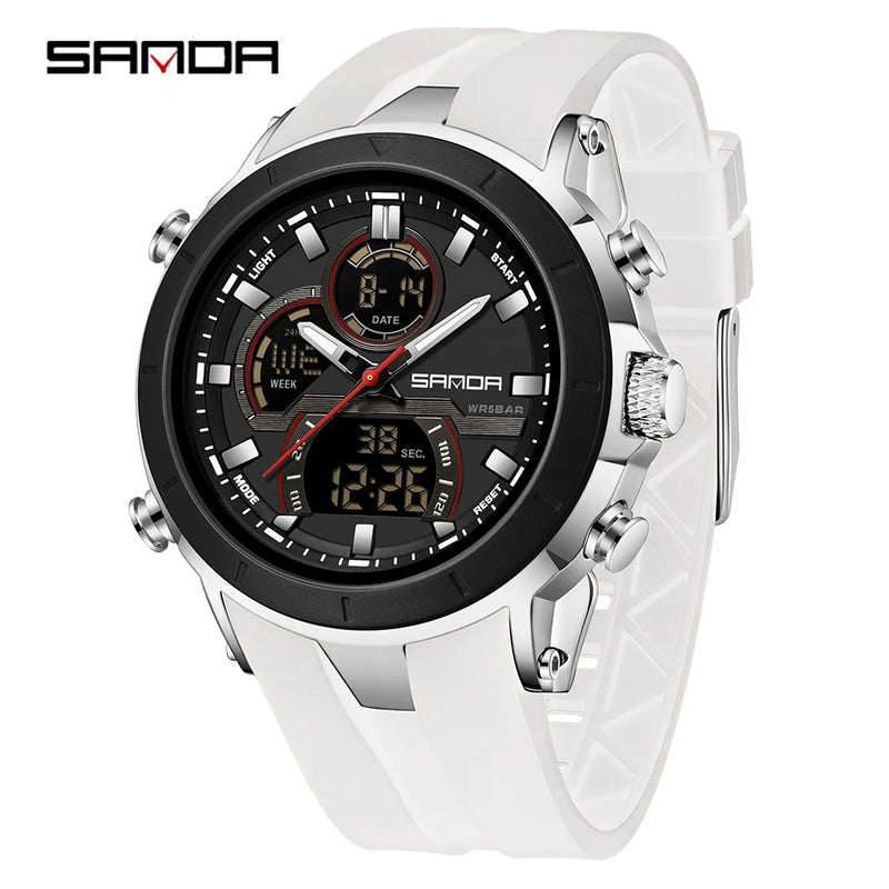 SANDA New 6279 Casual Men's Electronic Watch Sports Multi Functional Waterproof LED Dual Display - Visuel 11 | SAMAG