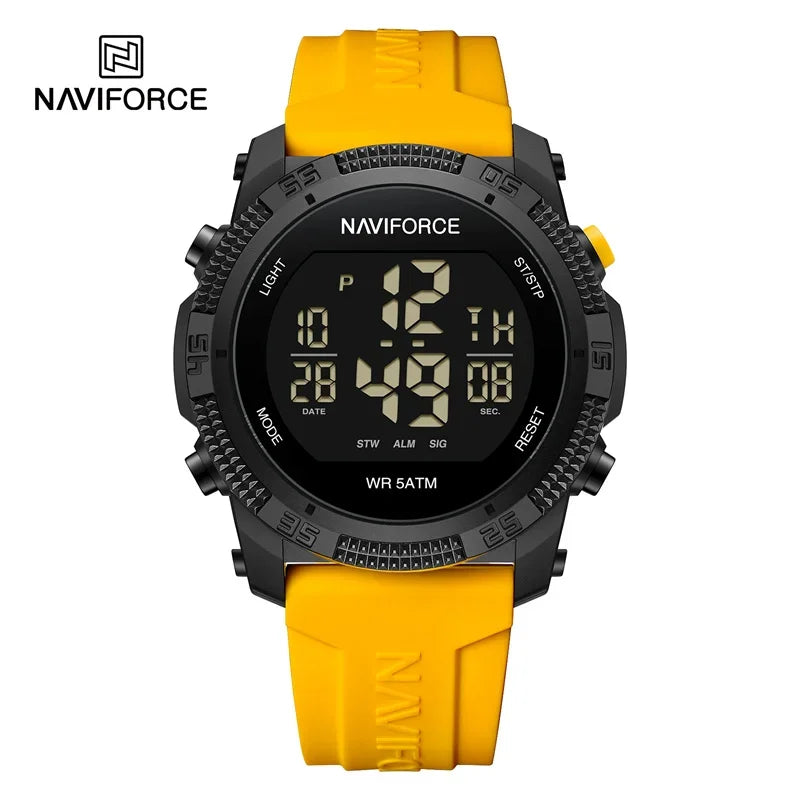 NAVIFORCE Watches For Men LCD Digital Fashion Casual Date and Week Alarm Display 3ATM Waterproof Silicone Strap Electronic Clock