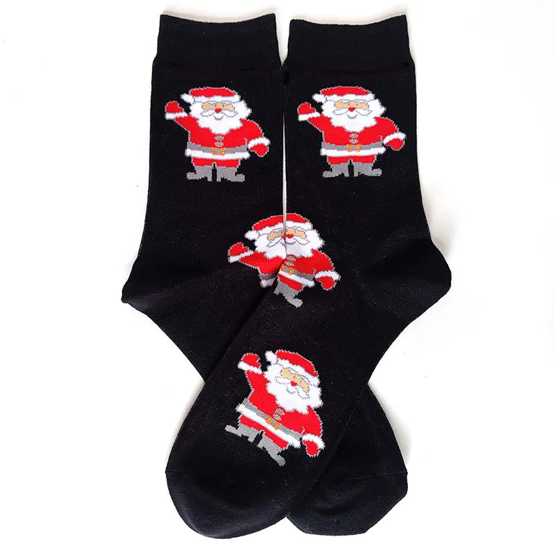2025 New Men Christmas Socks New Year Funny Snowflake Beer Santa Claus Elk Snow Cotton Happy Socks Men Cartoon Women Sokken