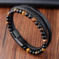 Charm Braid Rope Bracelet For Men Stainless Steel Magnetic Buckle Genuine Leather & Bangles Male Female - Visuel 18 | SAMAG
