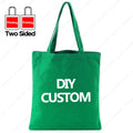 Custom Canvas Tote Bag 100% Cotton Print Your Design Logo Photo Handbag Work Reusable Grocery Shopping Customized Portable Bag
