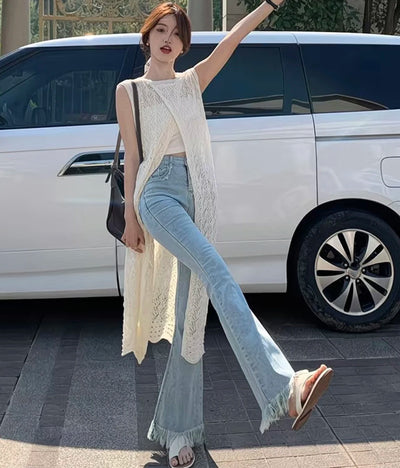 Boho Crochet Sleeveless Long Cardigan Women Summer | SAMAG
