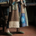 Women Casual Wide Leg Pants New 2026 Summer Vintage Style Patchwork Color Loose Comfortable Femlae Calf-length Pants M2729