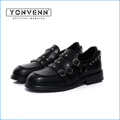 Original niche design buckle strap thick heel loafers | SAMAG