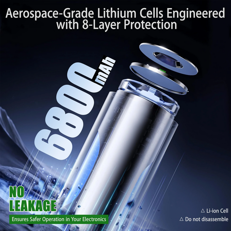 New 1.5V AAA 6800mAh Rechargeable Lithium Batteries High Capacity AAA Li-ion Battery Type-C USB 2000 Times Cycle with Free Cable