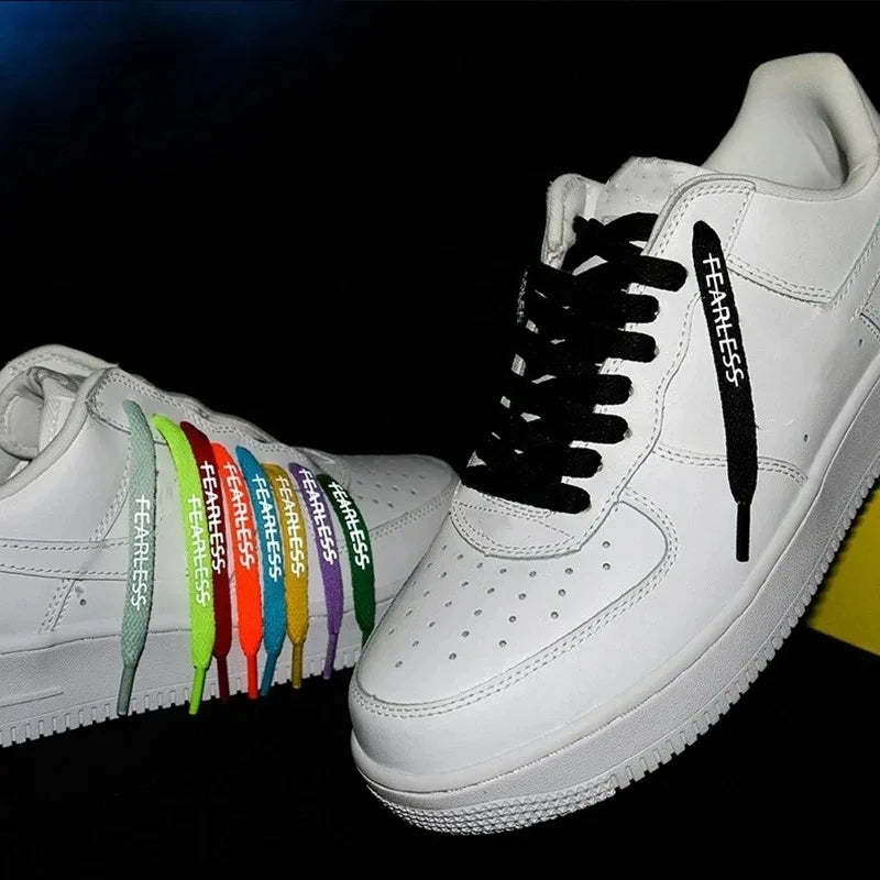 Rubber Band Classic Shoe Laces Reflective Letter Printing Flat Shoelaces for Sneakers Fashion Sports Strings Casual Accessories
