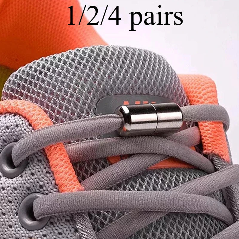 1/2/4 pairs Semicircle No Tie Shoelaces Elastic Sneakers shoelace Metal Lock Lazy Laces for Kid and Adult One size fits all shoe