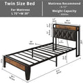 ANCTOR Twin/TwinXL/Full/Queen/King/CaliforniaKing Bed Frames, Storage Headboard with Outlets, No Noise, No Box Springs Needed