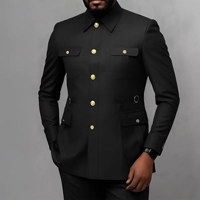 Men's 2-Piece Formal Suit, Utility Style, Golden Buttons | SAMAG