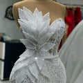 White African Prom Dresses Long Glitter Mermaid 3D Leaf Beaded Corset Evening Party Birthday Gown Special Occasions Customized