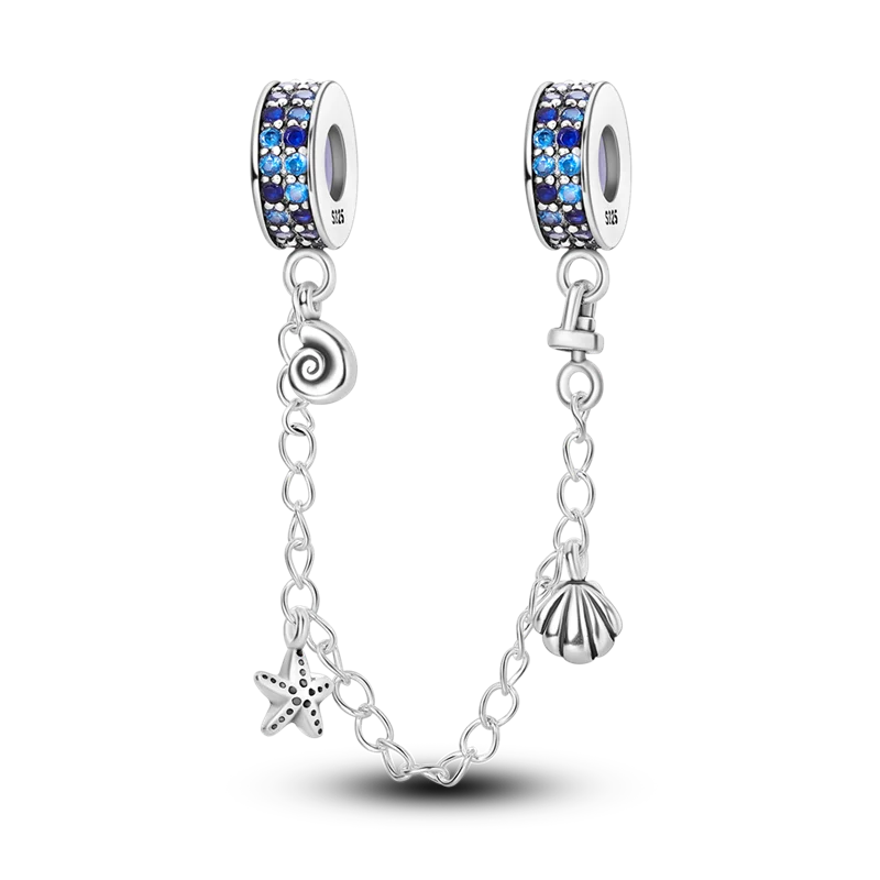 925 Sterling Silver Ocean Theme Charm Beads For Women Blue Wave Dolphin Seashell Compatible Summer Beach Vacation Jewelry