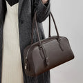 2026 New Casual Women’s High Quality Genuine Leather Top Handle Boston Bags Solid Color Minimalist Design Lady Shoulder Bag