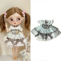 For Blythe Doll Outfit Clothing Princess Lace Maid Skirt Set Cute Plaid Pants Vintage Dress Clothes OB24 OB22 1/6 Accessories
