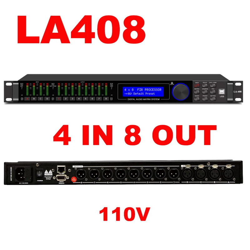 Professional DSP Audio Processor LA408 8 Channel 192kHz 32-bit 110dB SNR FIR PEQ GEQ for Studio Live Sound Recording Paulkitson
