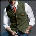 2026 Men's Formal Vests Lapel Tweed Plaid V-neck Waistcoat Slim Vest Business Formal Dress Suit Casual Wedding Tuxedo Male Vest