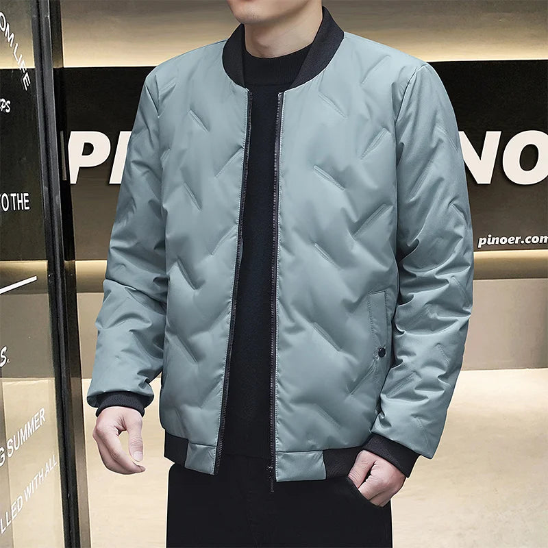 Men's Baseball Collar Mountaineering Down Jacket New Lightweight Gray Duck Down Jacket Men Warm Parkas Winter Cotton-padded Coat