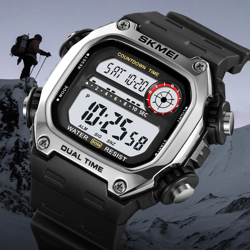 SKMEI Outdoor Digital Sports Electronic Watches For Men Fashion 5Bar Waterproof Stopwatch Wristwatches Alarm Clock Reloj Hombre