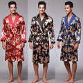 Traditional Japanese KIMONO Fashion YUKATA Oriental Gold Dragons Pattern Bathrobe Summer Men Ice Silk Robes Pajamas  Sleepwear