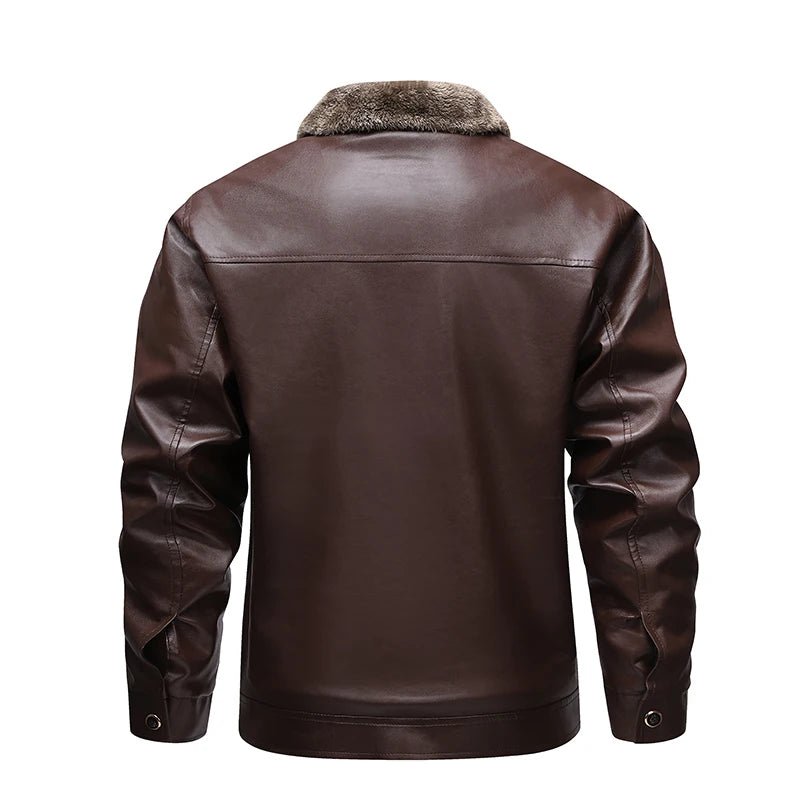 2026 New Product Warm Fleece Leather Jacket Fall/Winter Men's Leather Coat Casual and Versatile Outerwear US/European size.