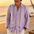 Men's long sleeved shirt mixed color vertical stripe | SAMAG