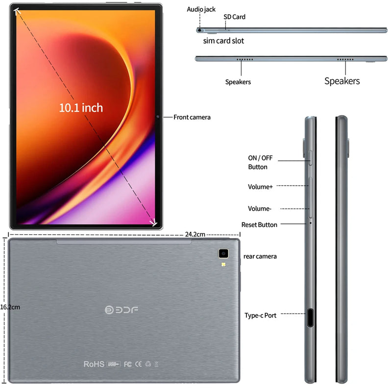 Global Version BDF G10 Android13 Tablet 10.1 Inch 8GB/128GB Tablets Octa Core 3G 4G Lte WiFi Bluetooth