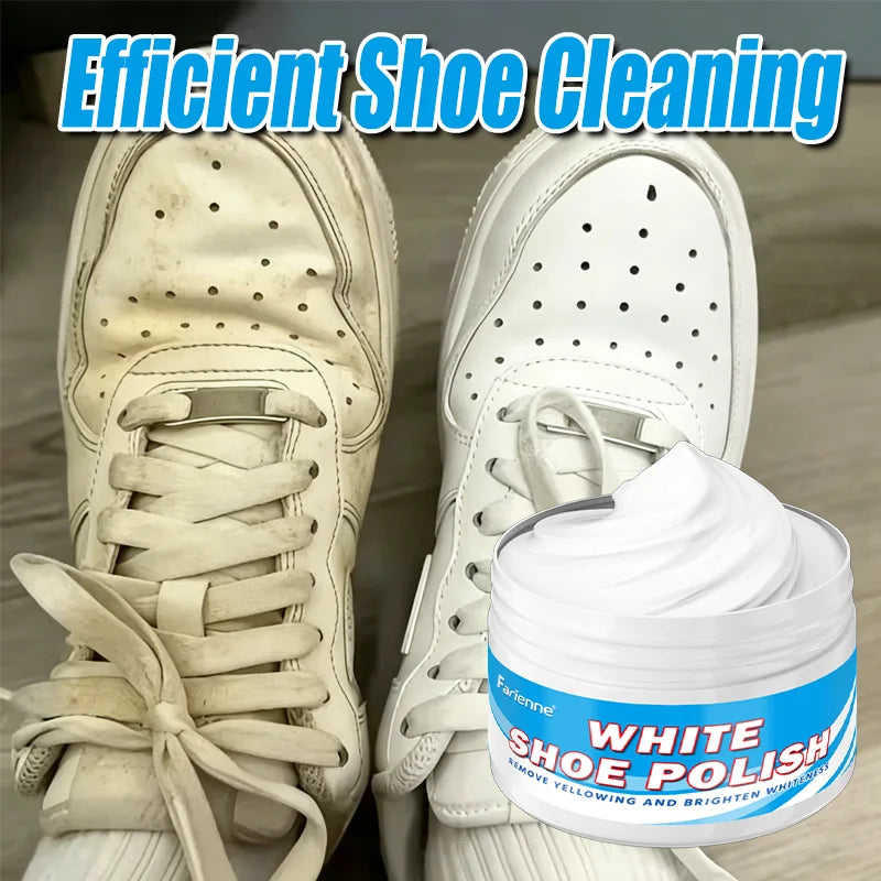 Farienne White Shoe Brightener Polish, Sneaker Cleaner Cream for Removing Yellowing & Restoring Shoe Whiteness
