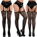 High Waist Sexy Fishnet Black Garter Stockings Tights Open Crotchless Body Suit Large Plus Size Pantyhose for Oversized Woman XL