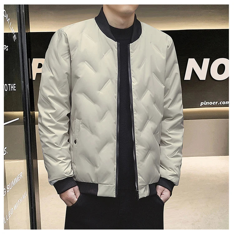 Men's Baseball Collar Mountaineering Down Jacket New Lightweight Gray Duck Down Jacket Men Warm Parkas Winter Cotton-padded Coat