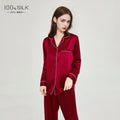 Summer New Real Silk Pajamas Women's Long-sleeved Trousers 100% Mulberry Silk Cool Home Clothes Suit 2 PCS Solid Color Sleepwear