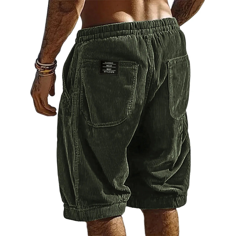 Men's Retro Corduroy Casual Shorts Fashion Solid | SAMAG