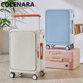 COLENARA 20 Inch Charging Luggage Aluminum Frame Boarding Case 25 Inch Front Opening Laptop Women's Trolley Travel Suitcase