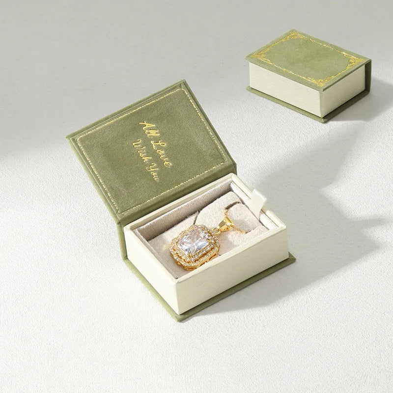 Flip Cover Book Shaped Jewelry Display Box Simple Earrings Ring Necklace Pendant Storage Box Portable Travel Jewelry Holder