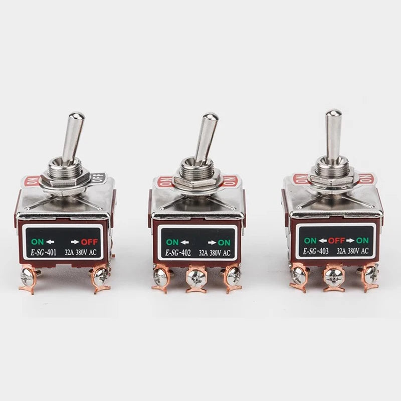High Current Rocker Switch 2/3/4/6/8/9/12Pin Self Reset/Self-locking Toggle Switch Copper Pin 32A 250VAC Power Button Switch
