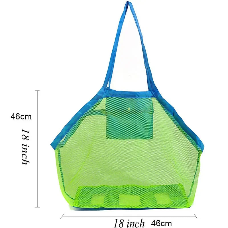 Large Mesh Beach Bag Kids Toy Storage Net Bag for Sand Play Shell Collecting Quick-Dry Breathable Organizer for Beach Vacations