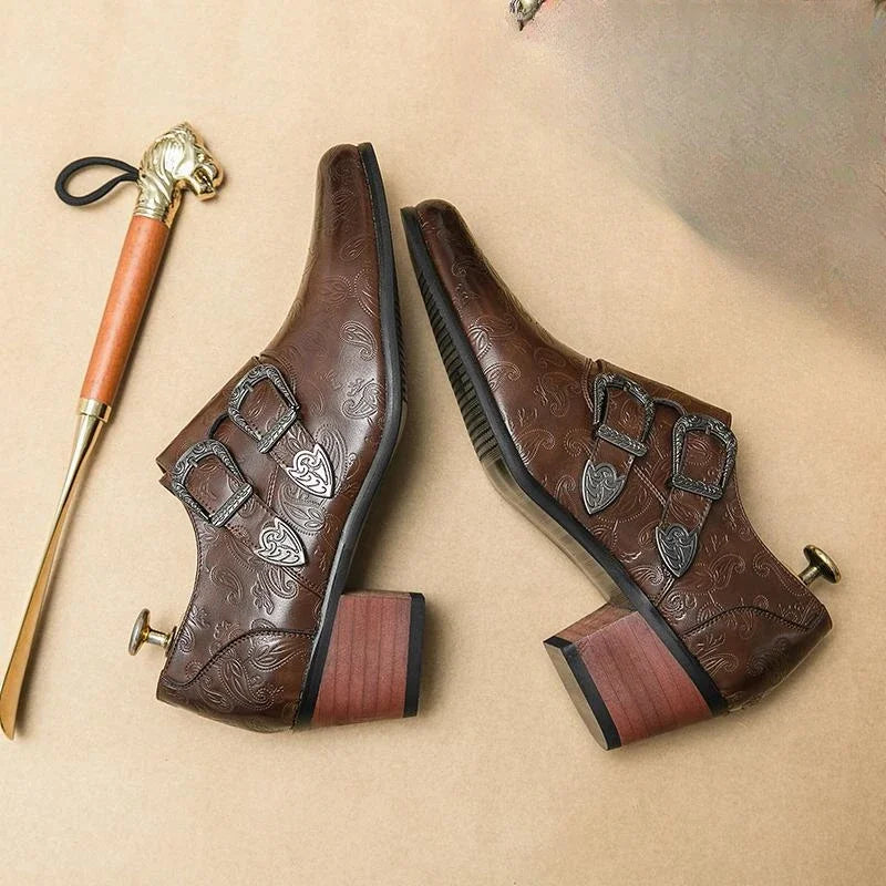 High Heels Men's Formal Shoes 2025 Retro Leather Male Loafers Elegant Men Dress Wedding Shoes Casual Business Oxfords Zapatillas