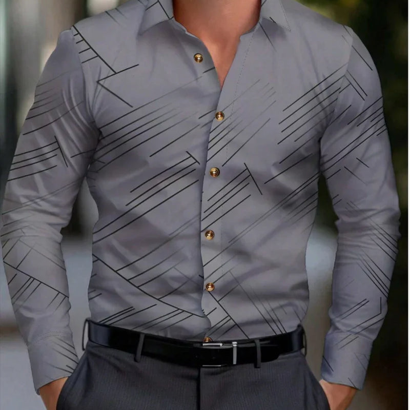 Men's formal shirt butt long-sleeved stripe lapel spring | SAMAG