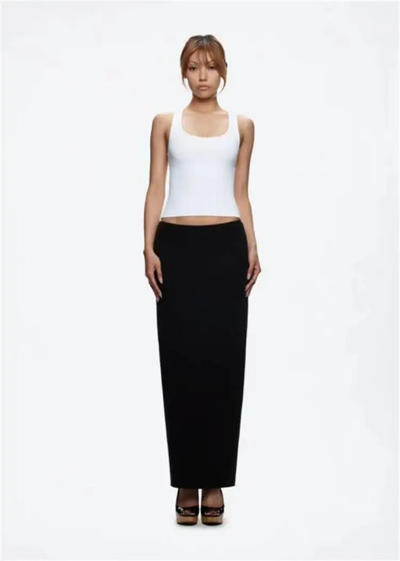 ANK Air Summer Top with Solid Color, Black and White Powder, Wide Shoulder Strap, I-Shaped Tank Top, Women's Sports, Daily Wear
