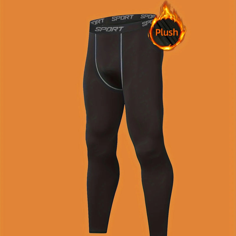 Autumn and winter men's warm suits, elastic training sportswear, high elasticity and freedom, breathable and quick-drying