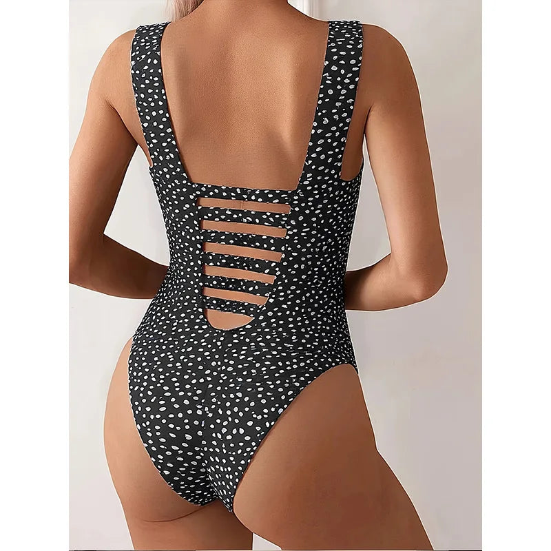 Printed Halter One Piece Swimsuit Women Tummy Control | SAMAG