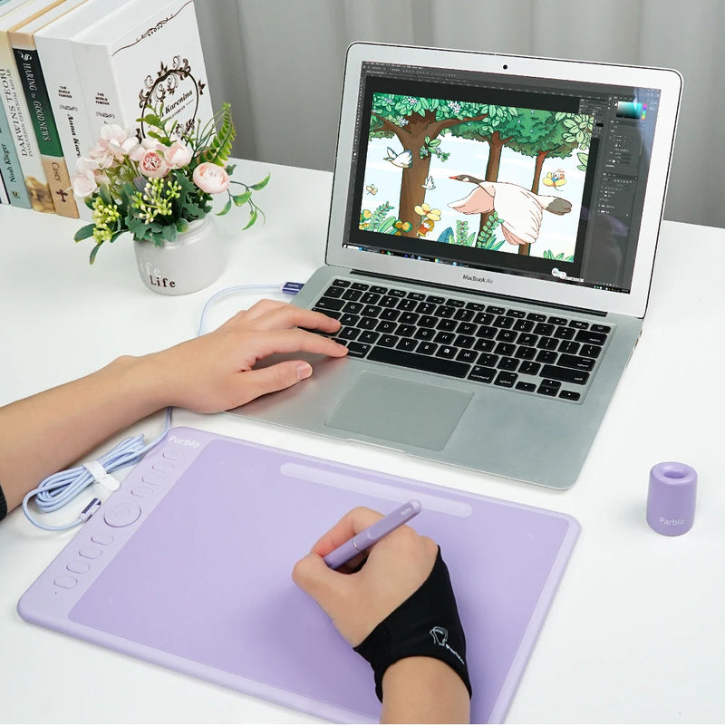 Parblo Intangbo M 10x6.25 Inches Digital Tablet Graphic Tablet for Drawing OSU Game with Battery-Free Stylus and Glove