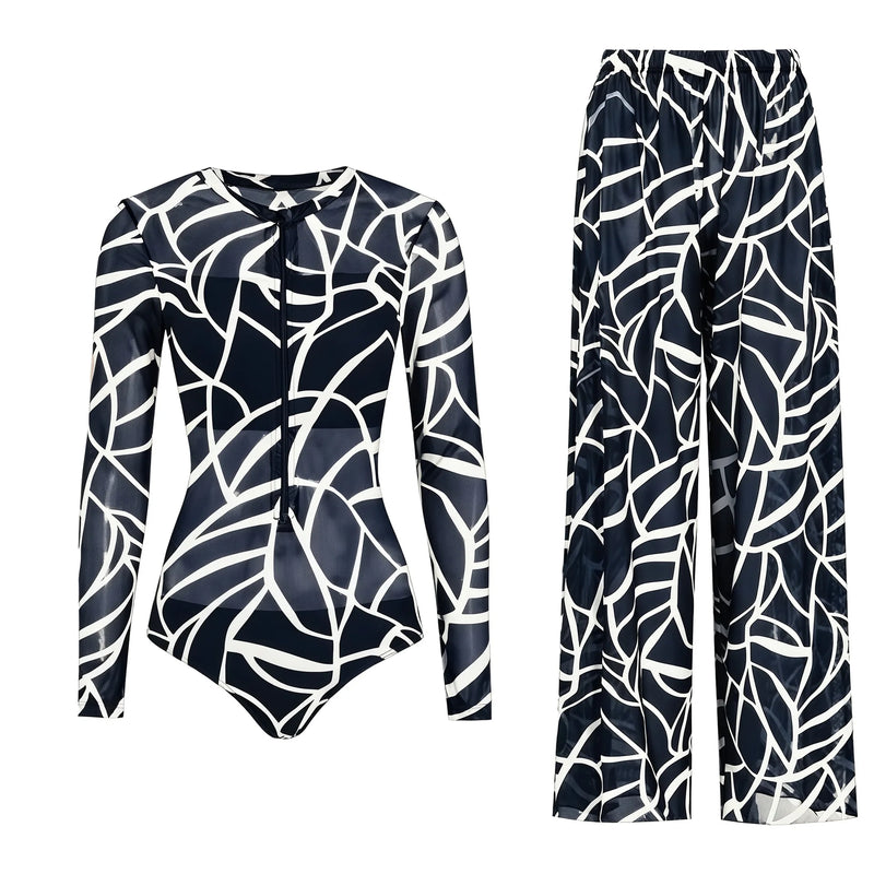 Women's Long Sleeve Swimwear Sunscreen One Piece Swimsuit | SAMAG