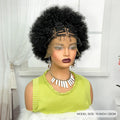 13x6 Lace Front Braids Wig with Baby Hair Synthetic Afro Curly Cornrow Braided Short Wigs for Black Women Natural Lace Bob Wigs