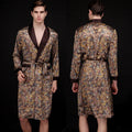 Traditional Japanese KIMONO Fashion YUKATA Oriental Gold Dragons Pattern Bathrobe Summer Men Ice Silk Robes Pajamas  Sleepwear