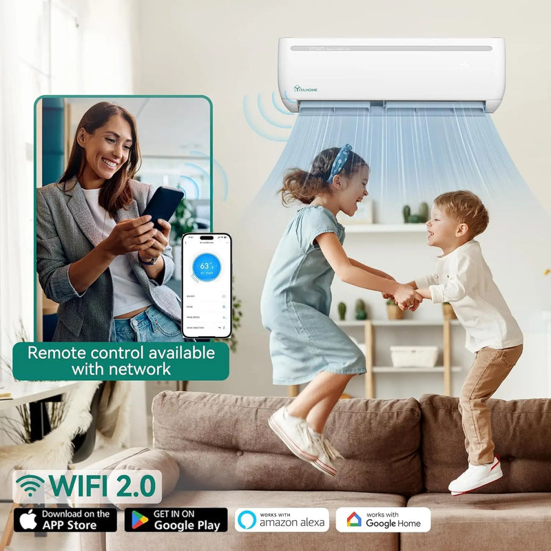 18000 BTU Mini Split Air Conditioner Heat Pump System, Wifi Enabled 19 SEER2 208-230V Inverter Ductless AC Cool Up to, Custom