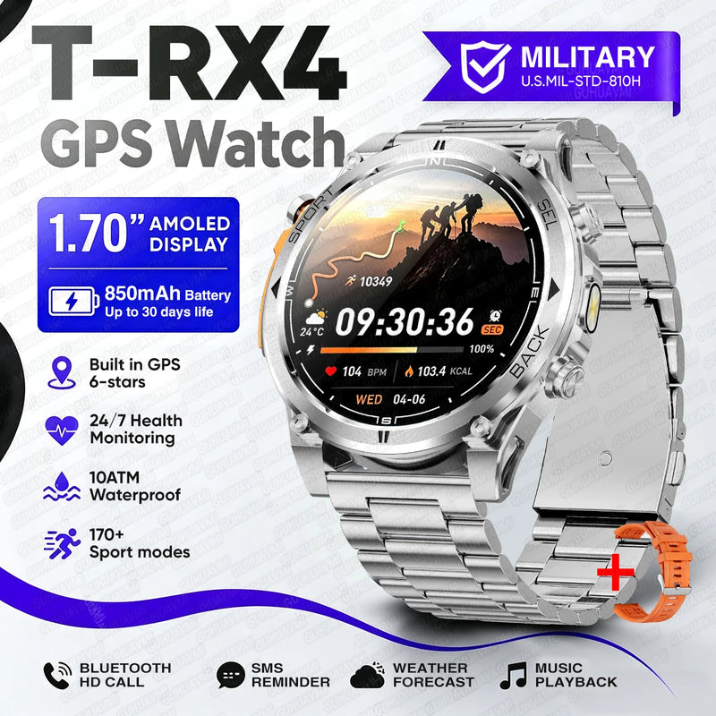 2026New T-RX4 Ultra GPS Smart Watch For Men 6-star GPS Positioning 10ATM Waterproof 850mAh Battery Compass 170+Sports Smartwatch