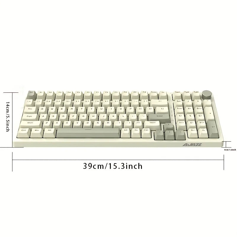 AJAZZ AK992 Retro Wired Mechanical Keyboard, 98-Key Full Layout, Hot-Swappable USB Gaming Keyboard with Red Switches, Multimedia