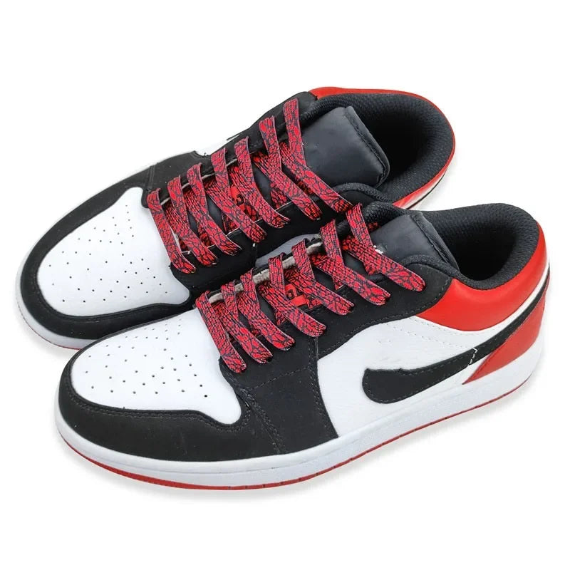 Flat Shoelaces for Shoes Burst Crack Texture Rope Leopard Print Shoelace Cement Flame Pink Printing Shoe Laces for Women Man