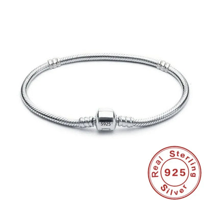 925 Sterling Silver Snake Chain DIY Charm Bracelet for Women Gift Jewelry with for браслет серебряный | SAMAG