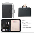 A4 Portable File Folder with Calculator Binder Organizer Manager Office Document Pad Briefcase PU Leather Padfolio Bag Customize