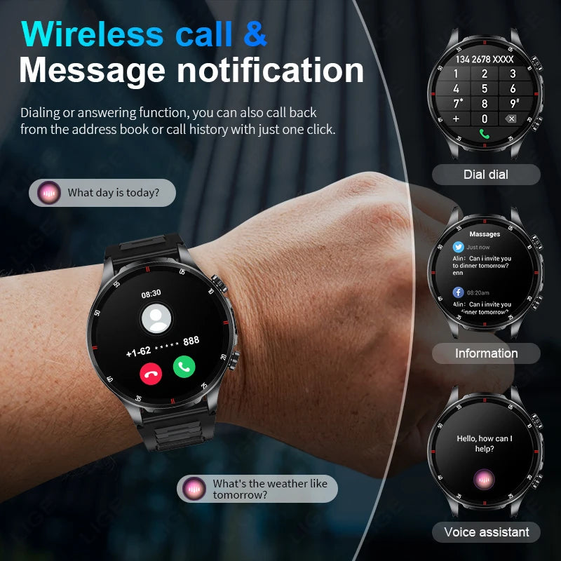 New Business Smart Watch Men LED Flashlight Bluetooth Call Heart Rate Sleep Monitor Outdoor Sports Fitness Waterproof Smartwatch